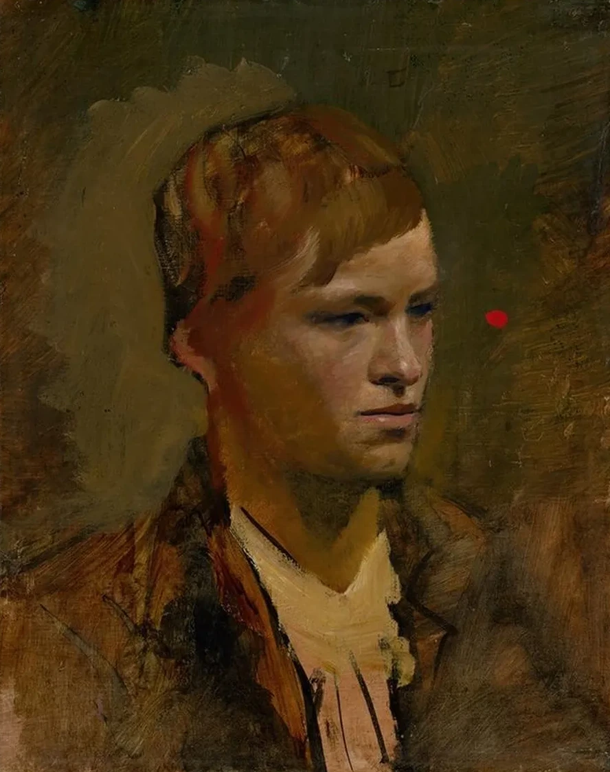 Fair - Headed Boy with Red Point in the Background