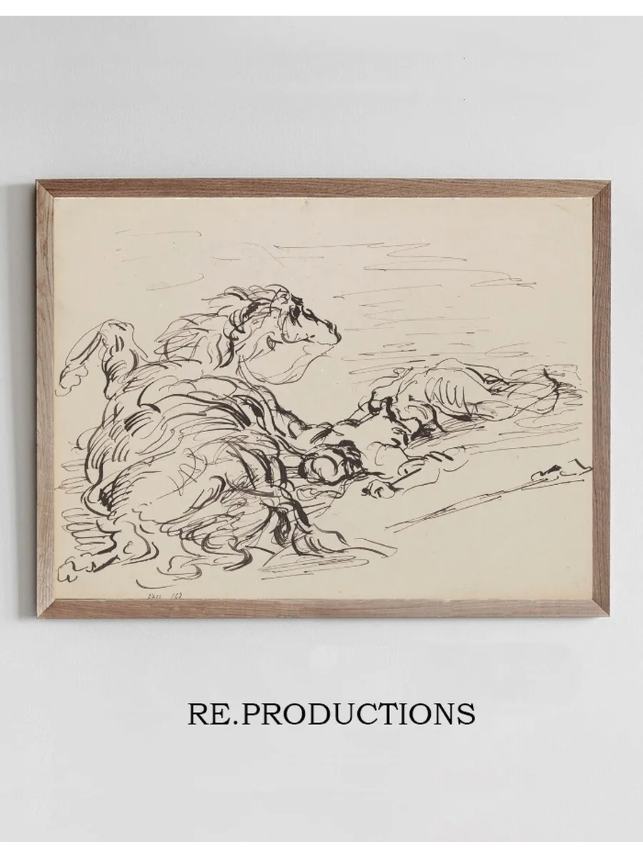 Fallen Arab Horseman with Cavorting Horse