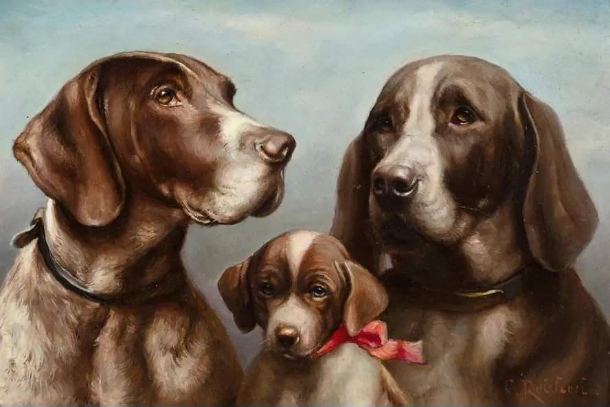 Family of German Shorthaired Pointers