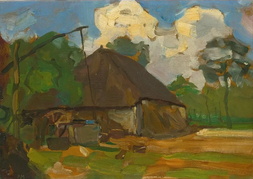 Farm Building With Well In Daylight