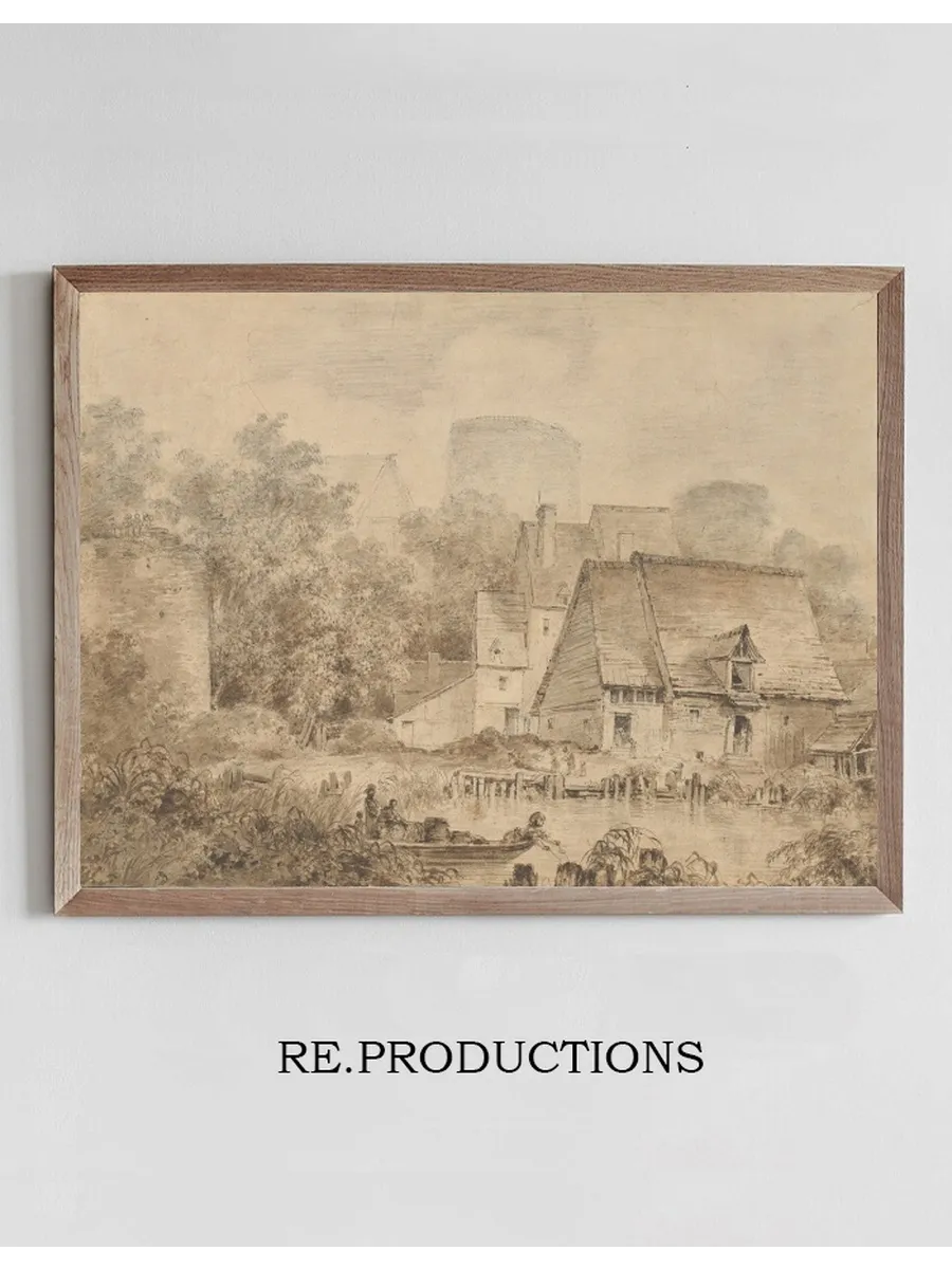 Farm Buildings Beside a Waterway