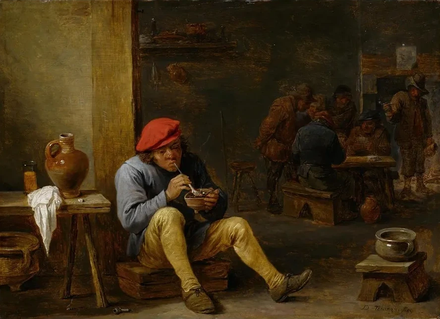 Farmer in a Tavern, Lighting his Pipe