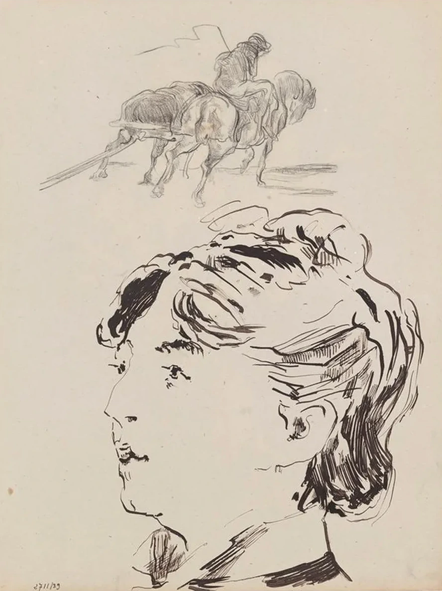 Farmer with Horses Span, Marie Colombier