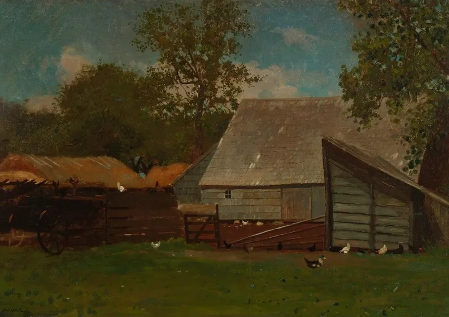 Farmyard with Ducks and Chickens