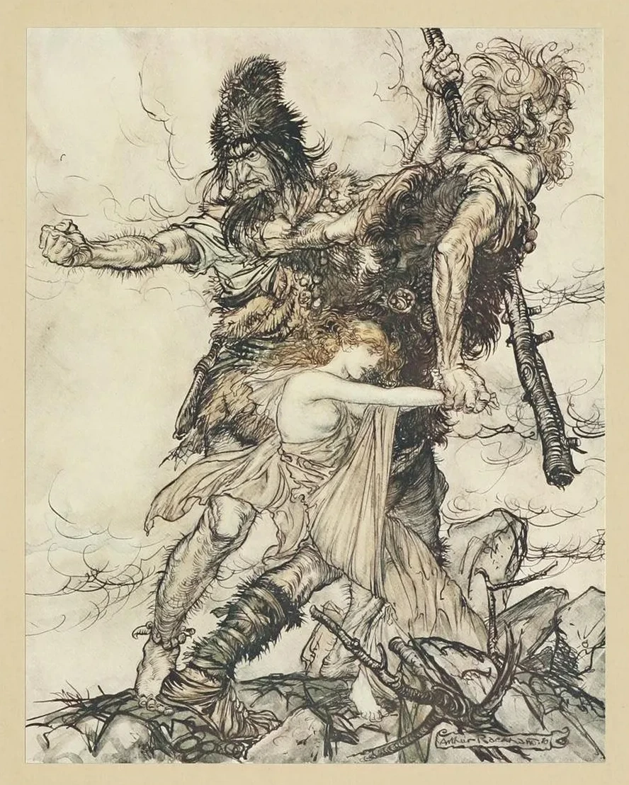 Fasolt Suddenly Seizes Freia and Drags Her to One Side with Fafner
