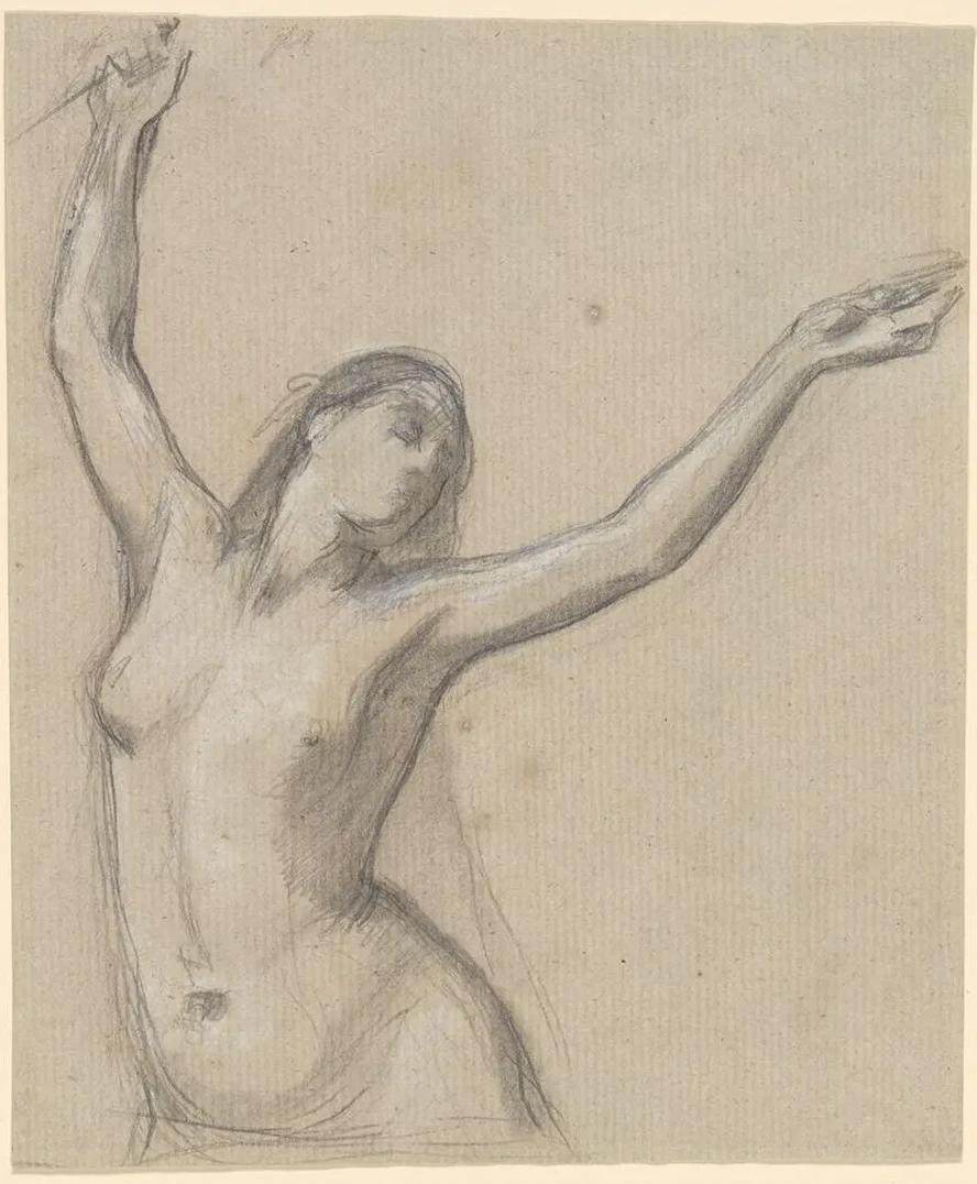 Female Nude, Arms Upraised
