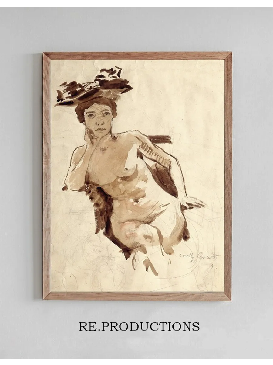 Female Semi - Nude with Hat