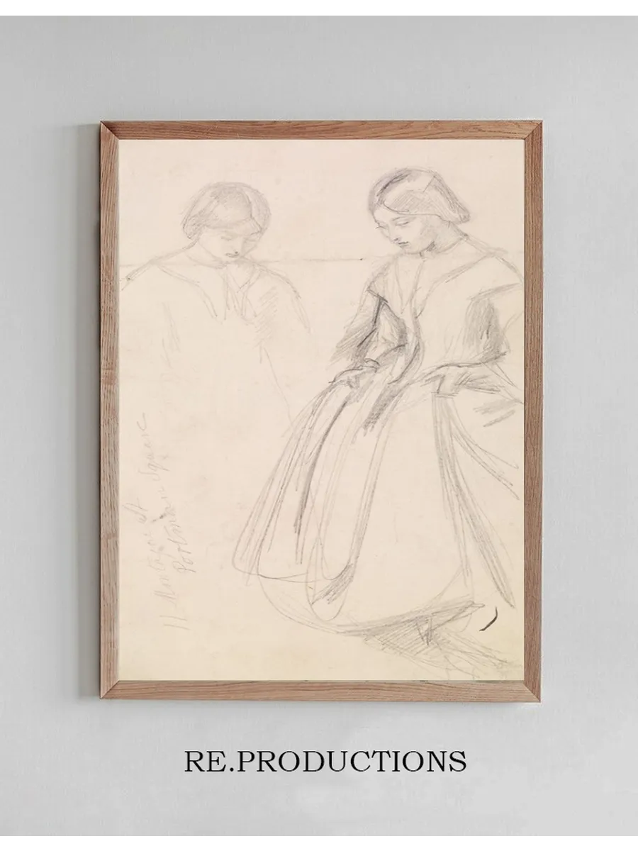 Female Sketches of a Girl Holding Her Skirt