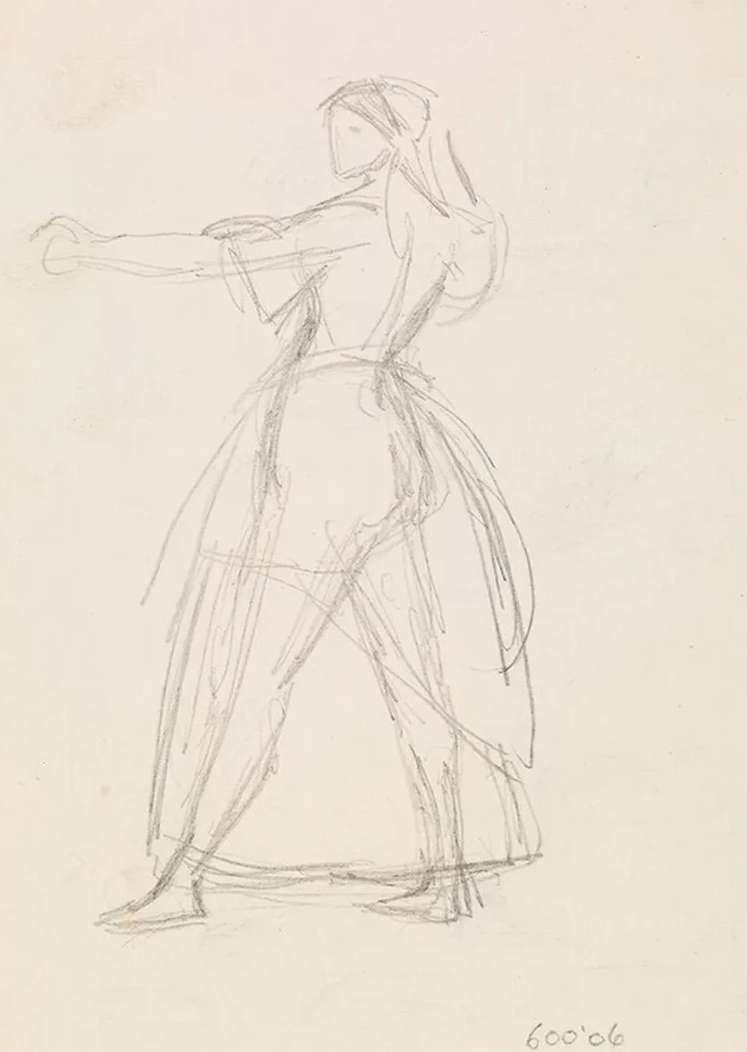 Female Study of a Woman in a Threatening Attitude, Arm Raised