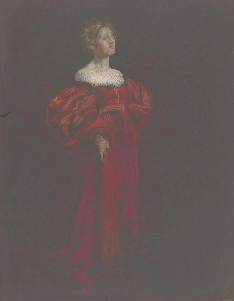 Female Figure in Blue Andpink