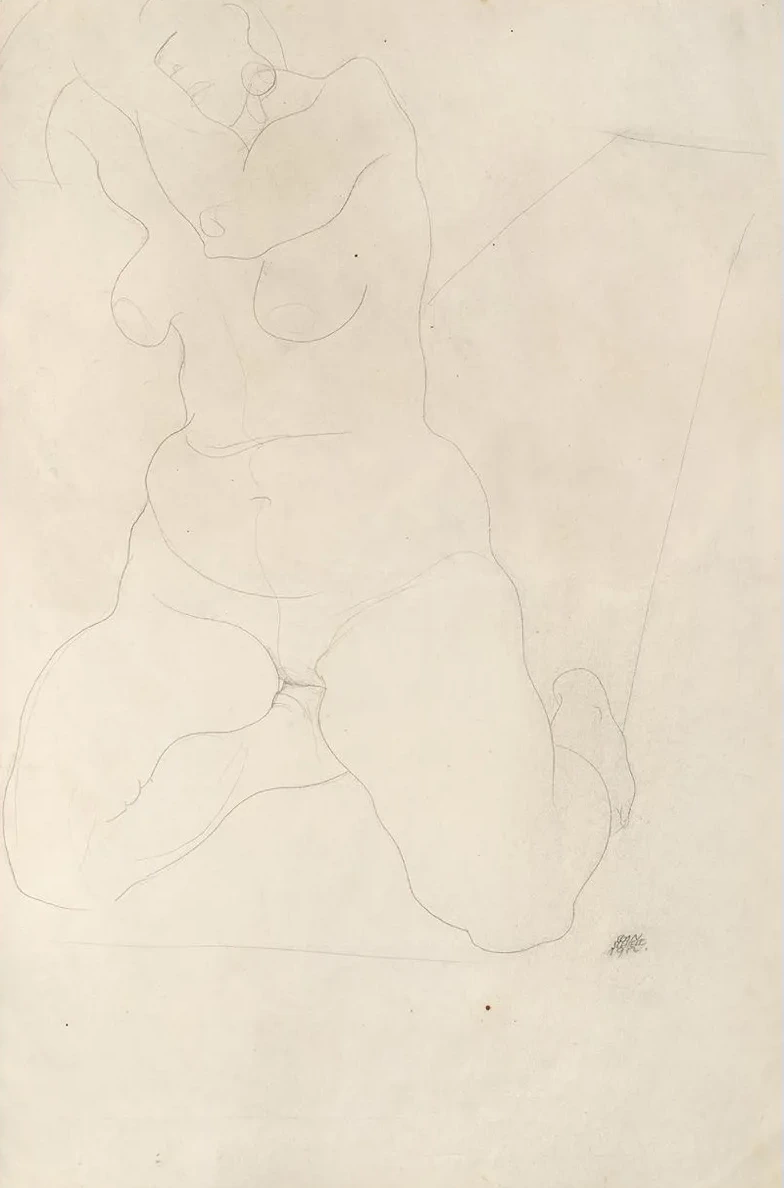 Female Nude Kneeling on Carpet