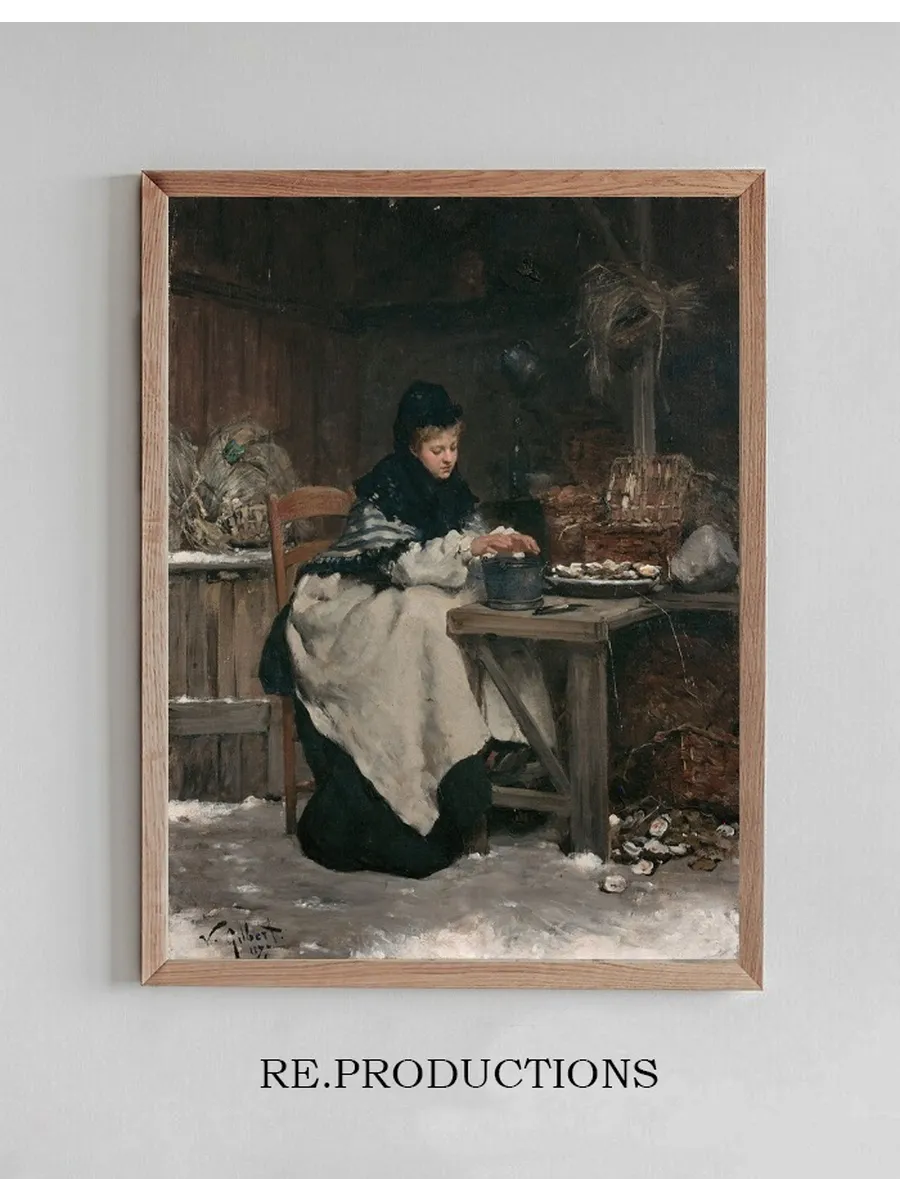 Femme Assise Une Table Se R Chauffant les Mains Apr's Avoir Ouvert Des Hu Tres
