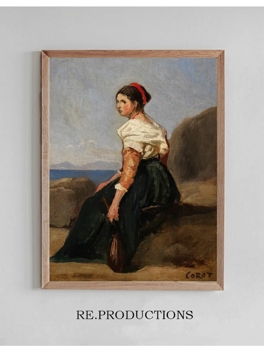 Femme Assise, Tenant Une Mandoline