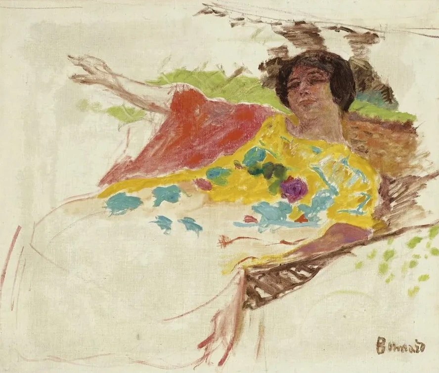 Femme Au Peignoir Dans Un Hamac