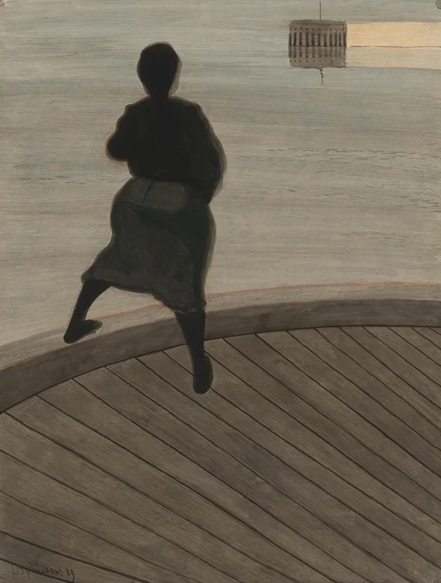 Femme de P Cheur Sur le Ponton