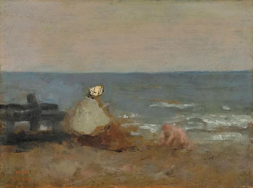 Femme et Enfant Au Bord de la Mer, Tretat