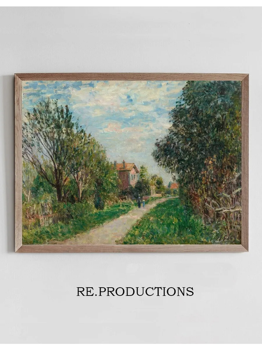 Femme et Enfant Sur le Chemin Des Pr's, S Vres