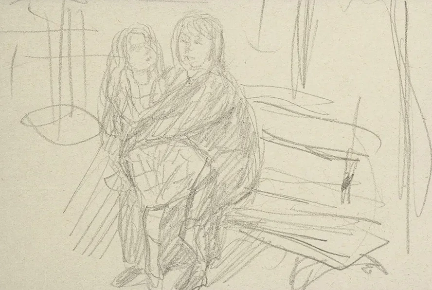 Femme et Enfant Sur Un Banc