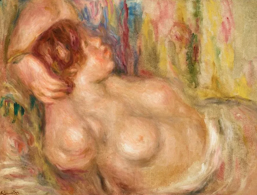 Femme la Poitrine Nue Endormie