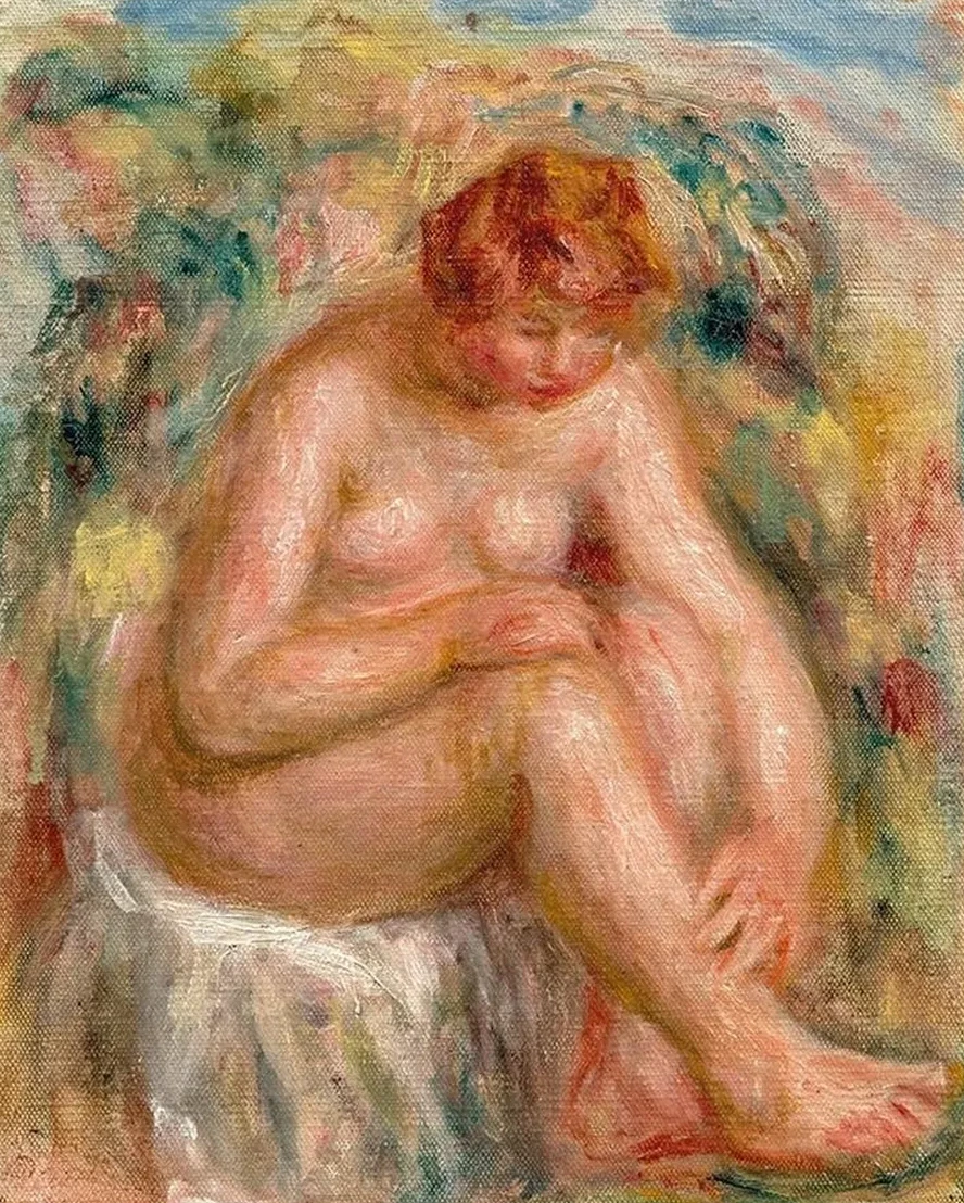 Femme Nue Assise Vue de Trois - Quarts (baigneuse)