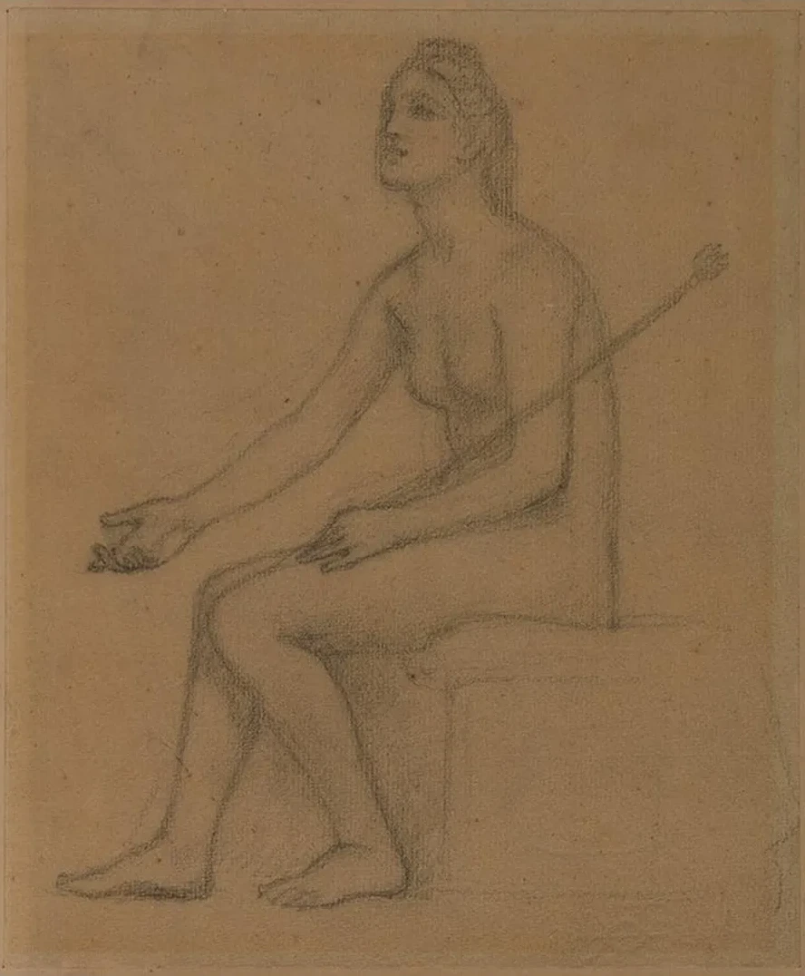 Femme Nue Assise, de Profil Gauche
