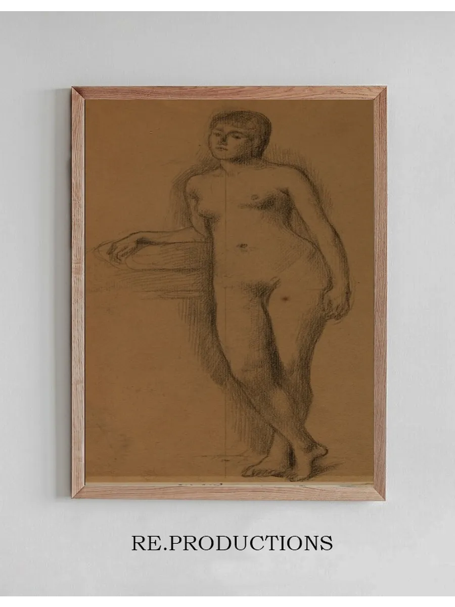 Femme Nue Debout, de Face, Coude et Avant - Bras Droit Appuy's