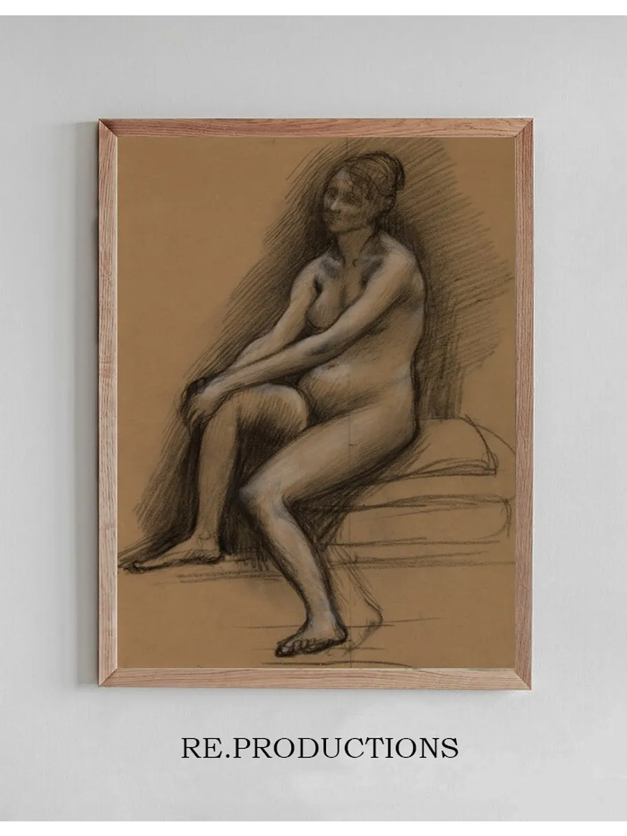 Femme Nue, Assise de Trois - Quarts Gauche