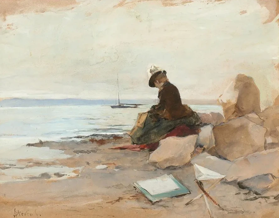 Femme Peintre En Bord de Mer