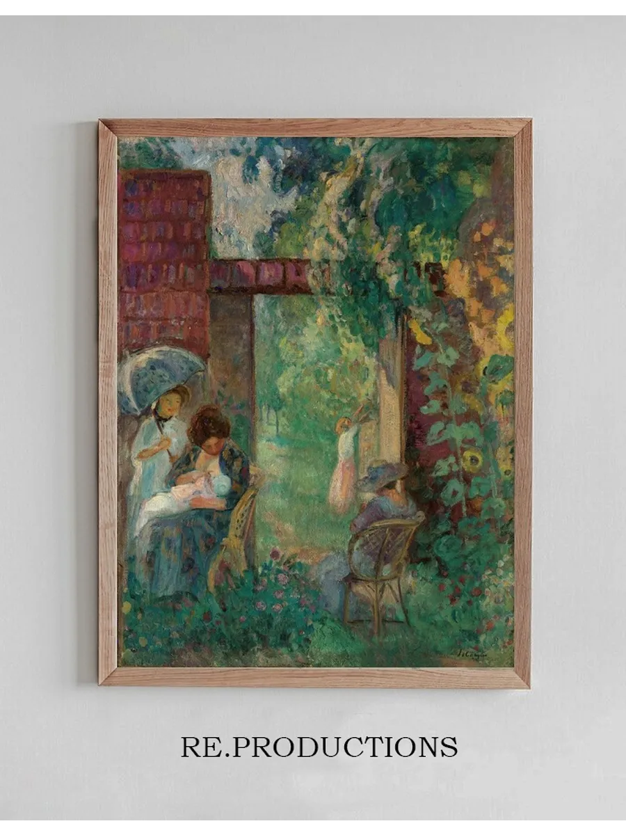 Femmes et Enfants Dans Un Jardin En T
