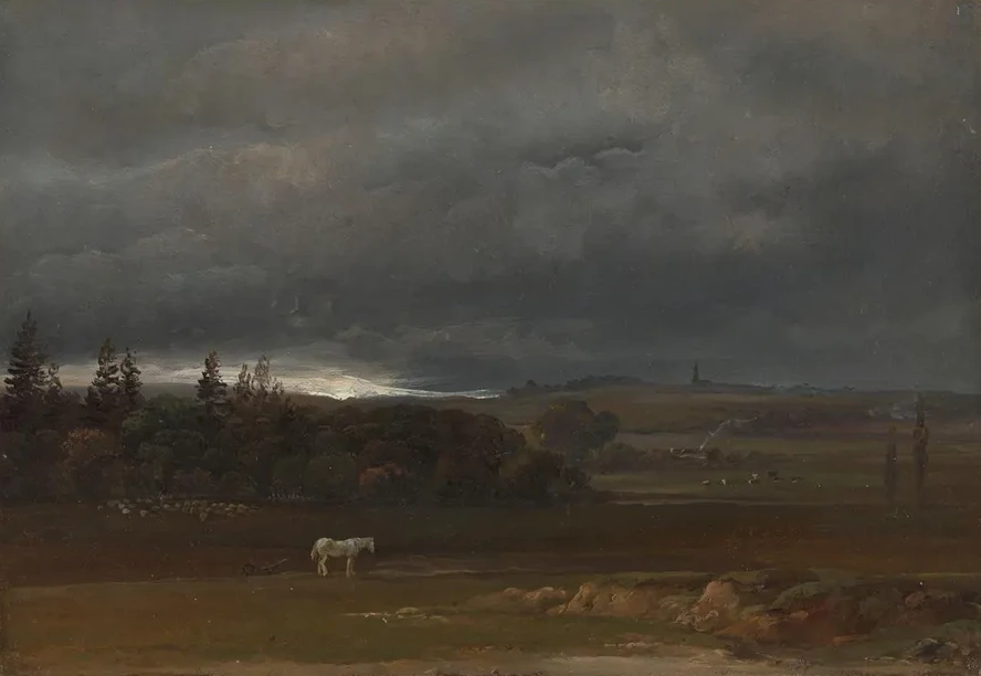 Fields Near Dresden with a White Horse