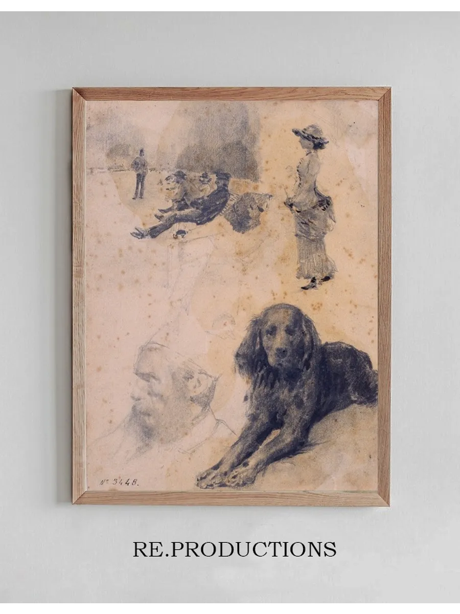Figure Studies and Study of Dog