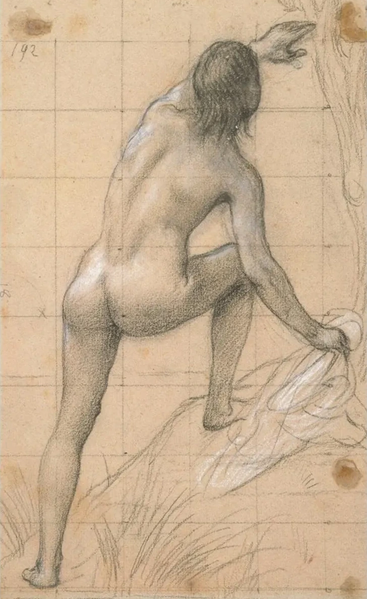 Figure Nue de Dos, Bras Gauche Tendu Vers le Haut