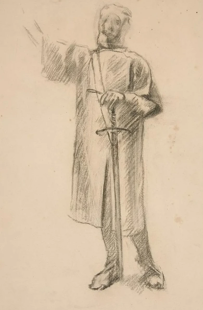 Figure Study for Crusaders Sighting Jerusalem