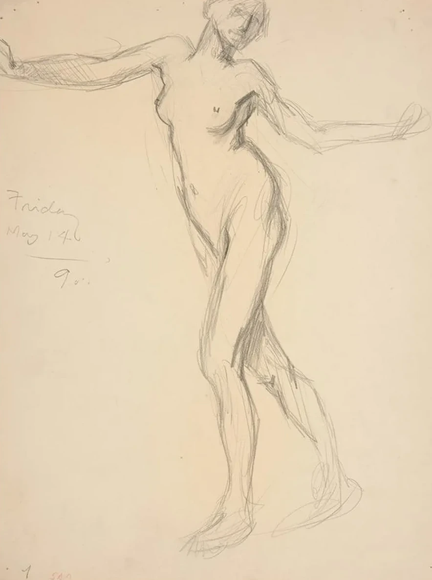 Figure Study for the Hours - (5 Am) Sketch for Mural for the State Capitol Building in Harrisburg, Pennsylvani