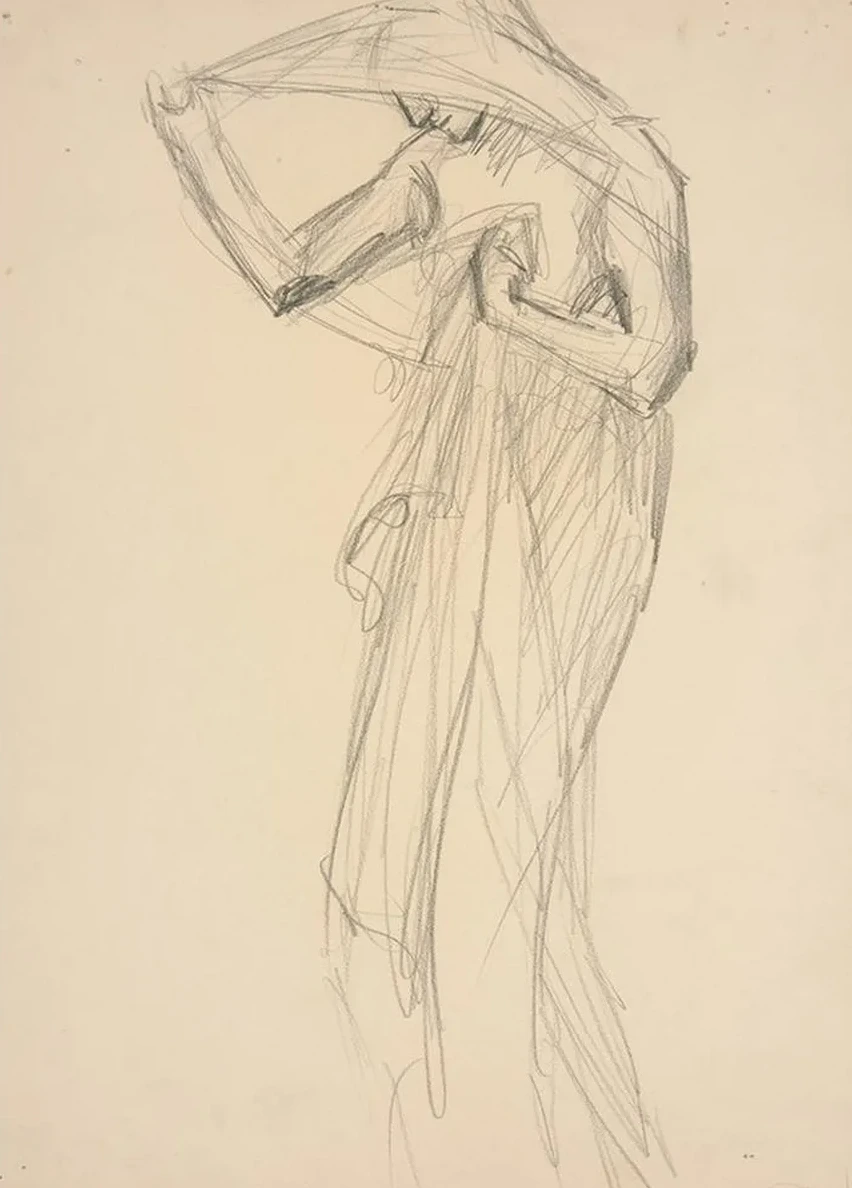 Figure Study for the Hours Sketch for Mural for the State Capitol Building in Harrisburg, Pennsylvania, 1902