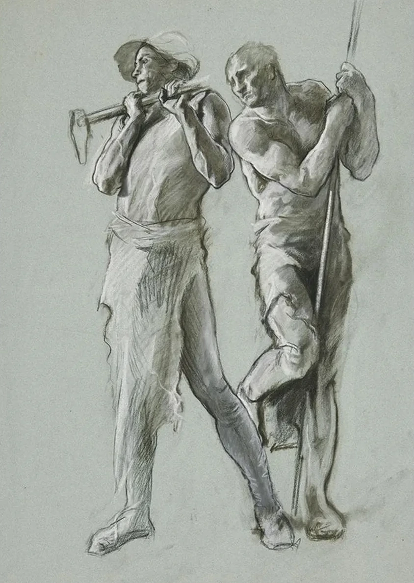 Figure Study for the Spirit of Vulcan, Genius of the Workers in Iron and Steel, Lunette in the Rotunda of the