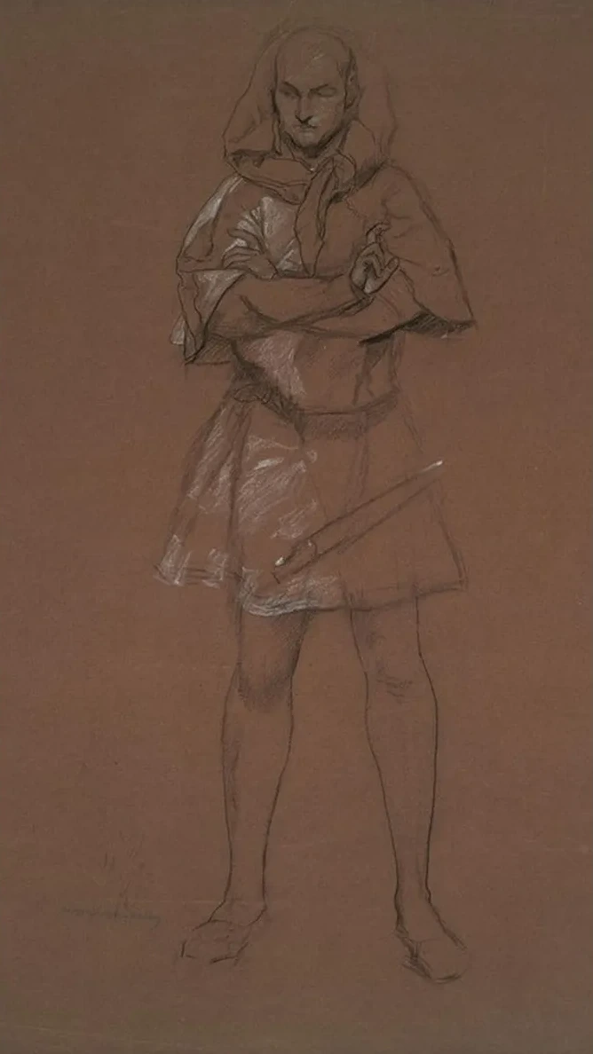 Figure Study. Man in Medieval Costume. Possibly a Study for Hamlet