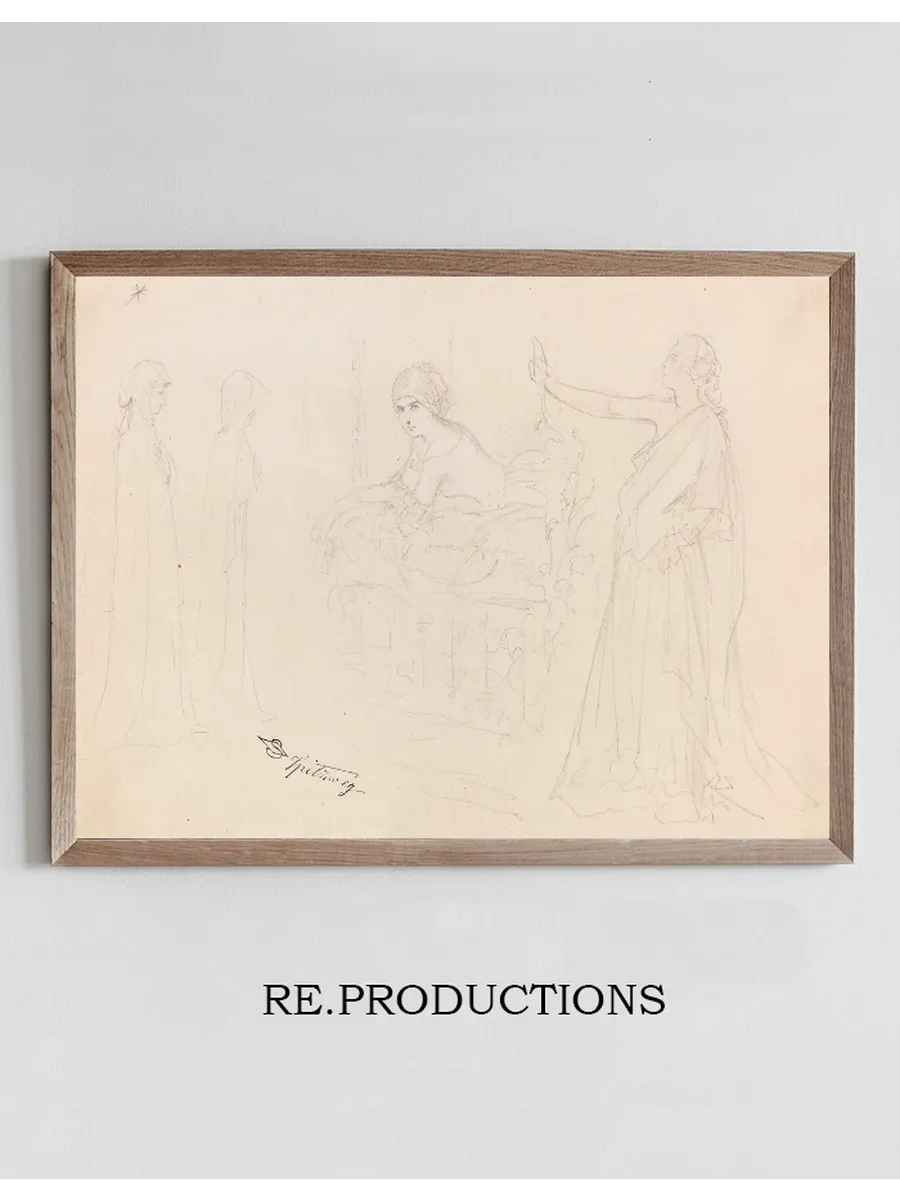 Figurenstudien Eremit, Junge Frau am Fenster, Allegorie