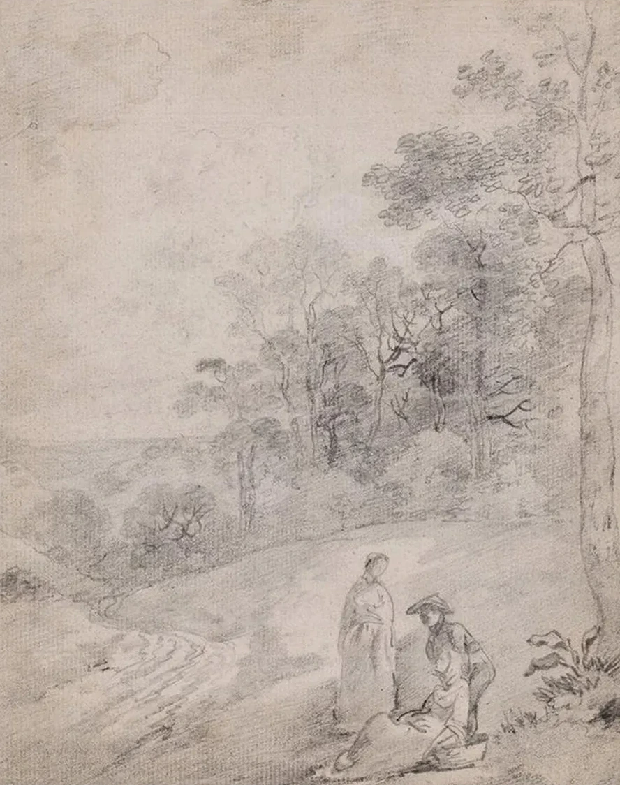 Figures By a Track Through a Wooded Landscape