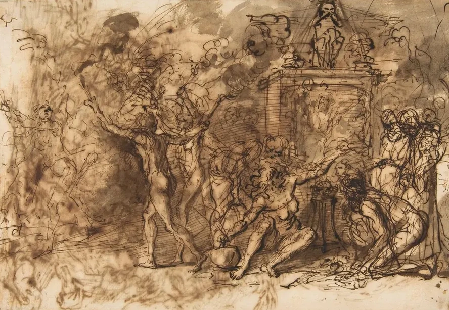 Figures Gathered Around a Tree