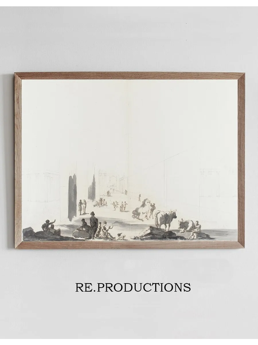 Figures and Animals in Deep Architectural Setting