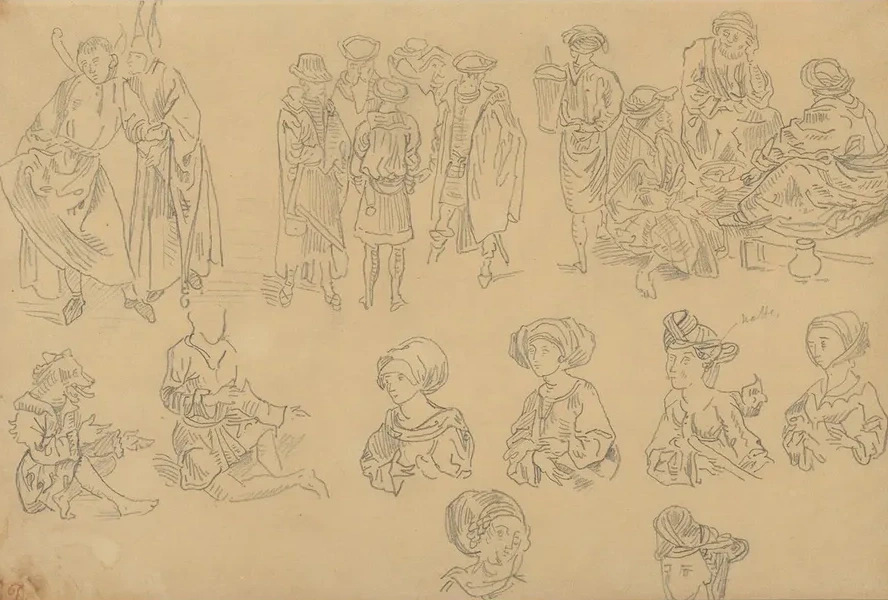 Figures in Medieval Costume (tracings from the Nuremberg Chronicle)