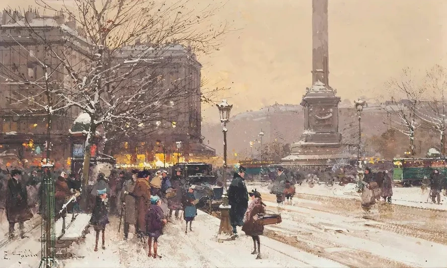 Figures in the Snow, the Place de Concorde, Paris