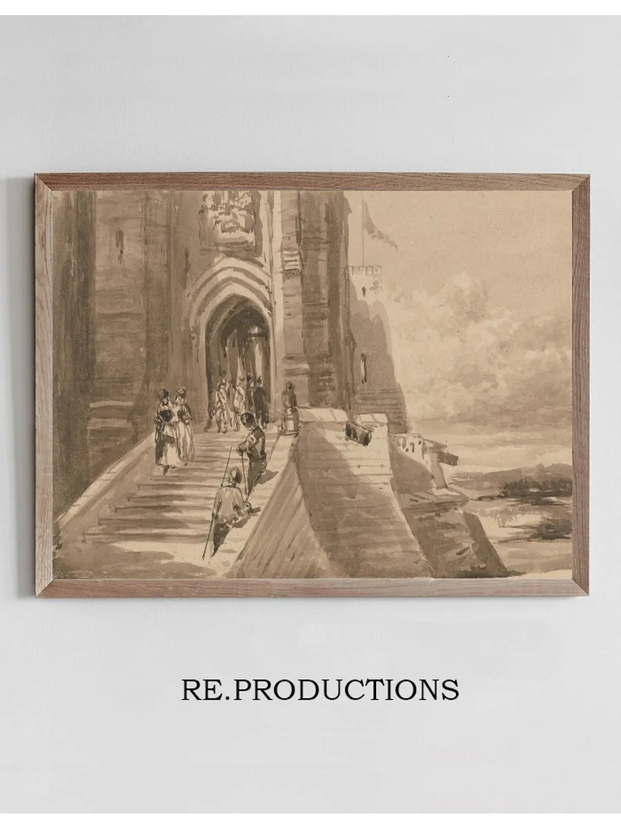 Figures on the Outer Staircase of a Castle
