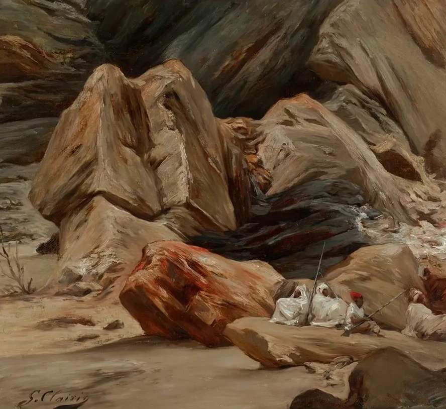 Figures Resting in the Mountains