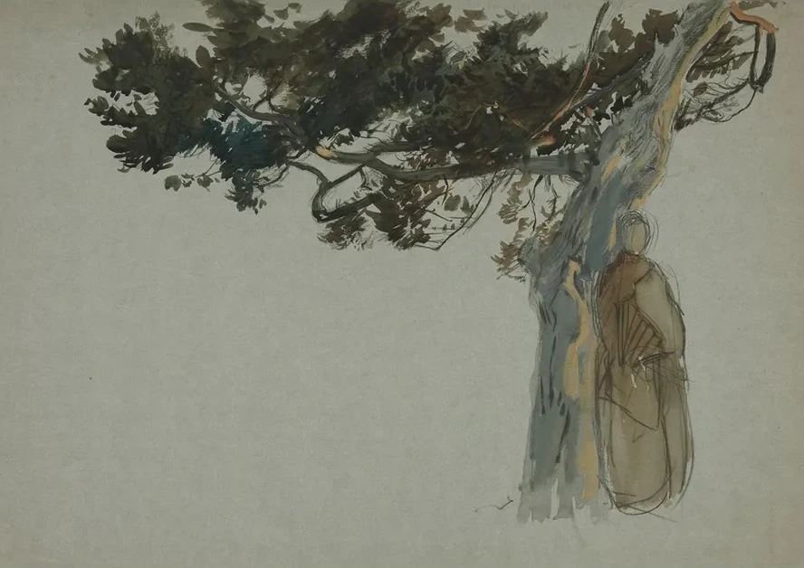 Figures Standing Beneath a Tree