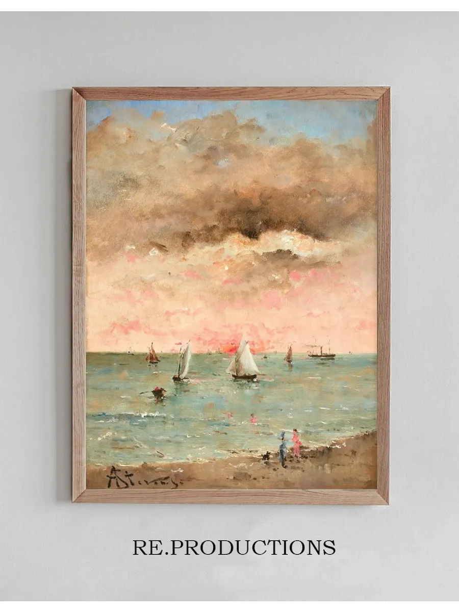 Figures Sur la Plage Au Couchant