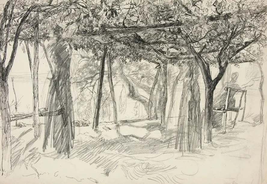 Figures Under an Arbor