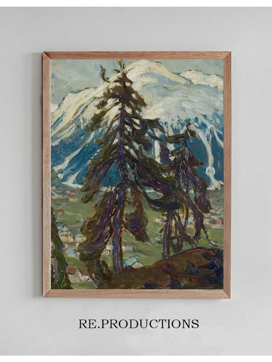 Fir Trees in Front of the Mountains. Study from North Norway