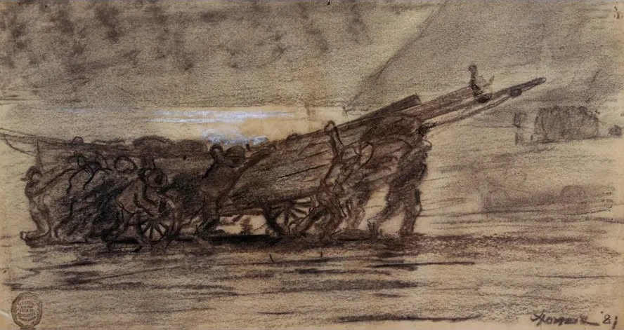 Fishermen Beaching a Boat, Cullercoats, England
